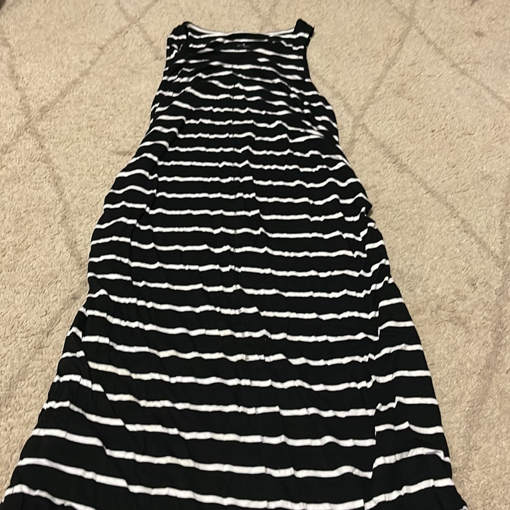 Black and white striped tank dress